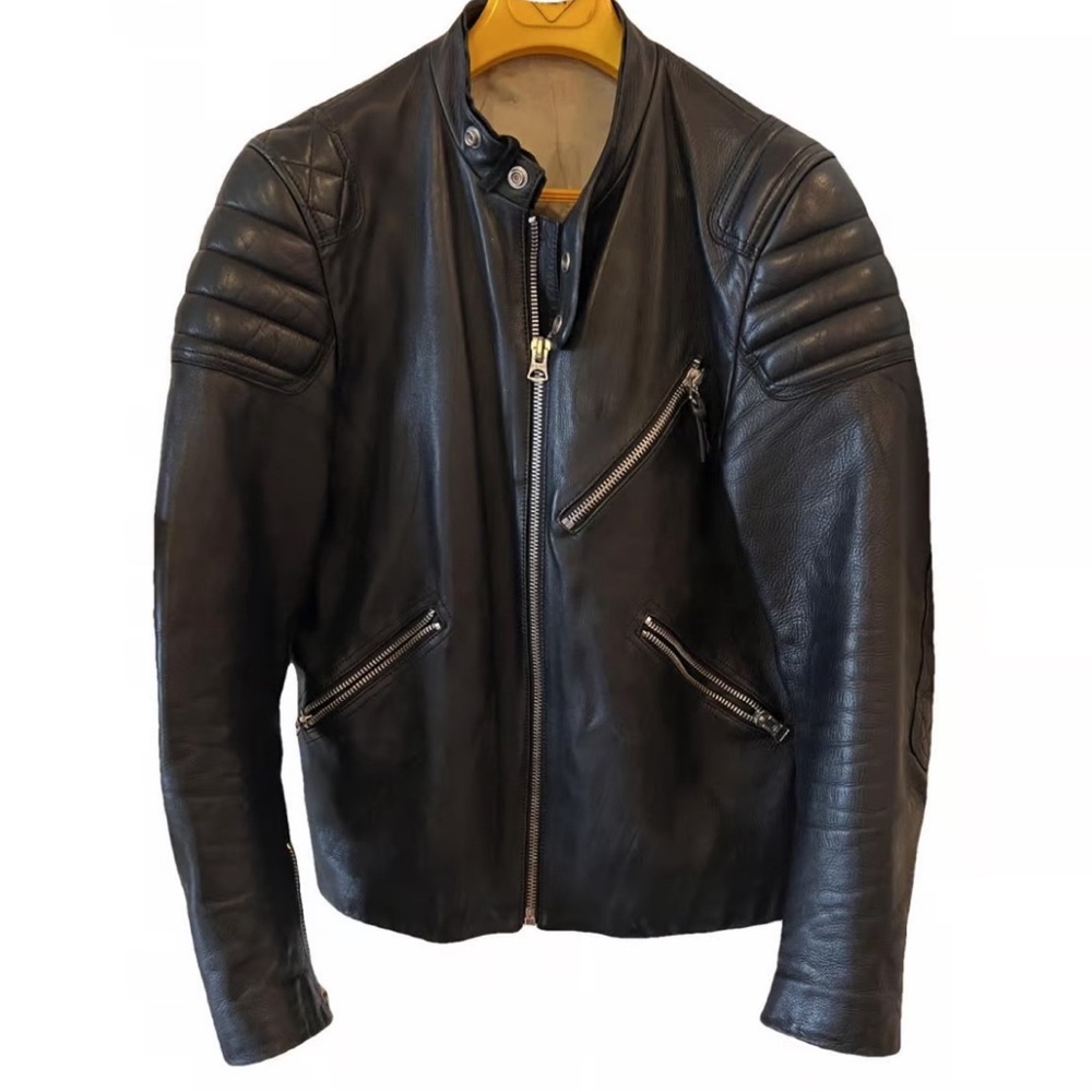 Acne Studios Calf Leather Biker Jacket Black Size 48